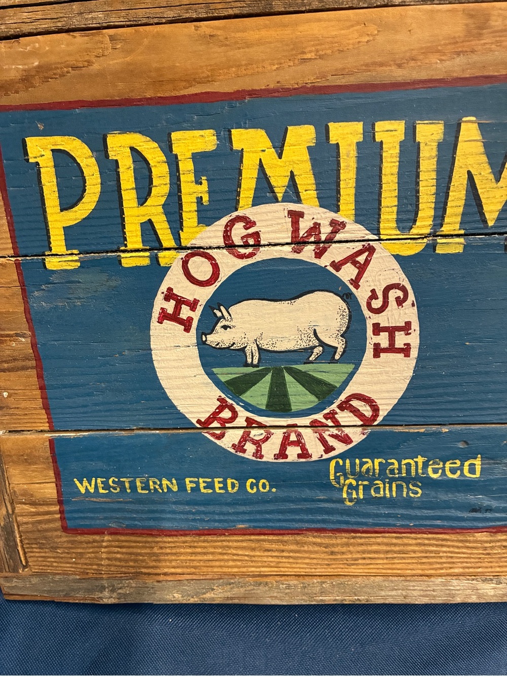 Rustic Hogwash Brand Vintage Style Sign - Blue & Yellow. Wood  20+ years old